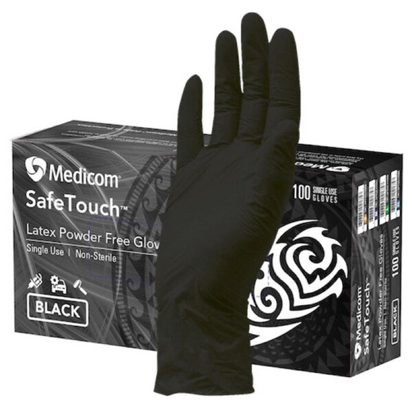 Medicom SafeTouch Ultimate Black Textured Latex Gloves XLarge