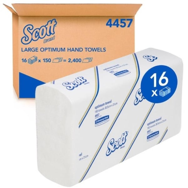 Scott Large Optimum Paper Hand Towel 16 Packs x 150 Towels (4457)