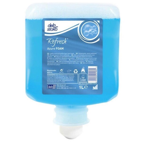 Deb Refresh Azure Foam Wash 6 Cartridges x 1 Litre (AZU1L)