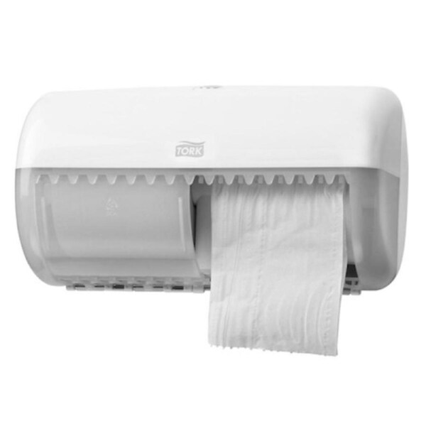 Tork Conventional Twin Toilet Roll Dispenser White T4 System (557000)