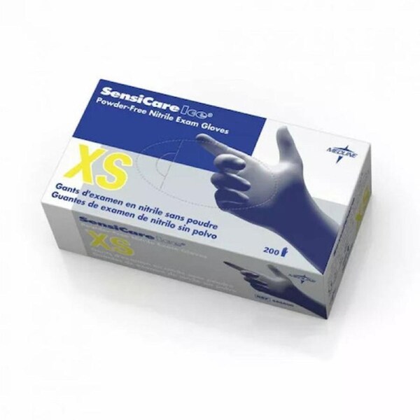Medline SensiCare Ice Nitrile Exam Gloves 200 Gloves XSmall (486800)