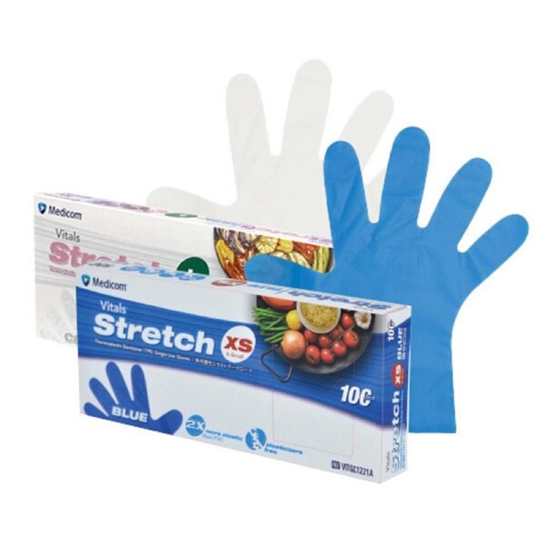 Medicom Vitals Stretch TPE Gloves Clear Powder-Free Small 1000/ctn