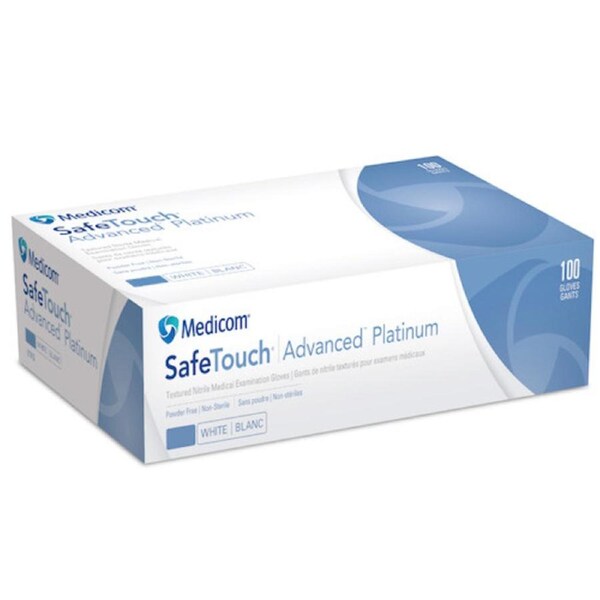 Medicom SafeTouch Advanced Platinum White Nitrile Gloves Small