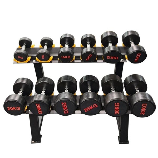 6 Pairs 210kg Commercial Grade Dumbbell Rubber Coated with Rack
