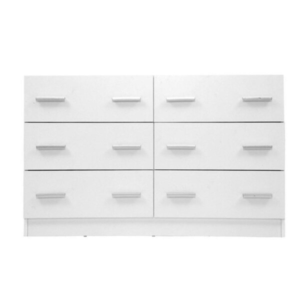 6 Drawer Lowboy Dresser Storage Cabinet Bedroom White Chest Furniture