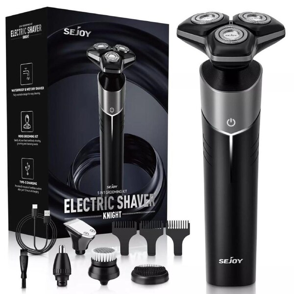 SEJOY 5IN1 Electric Shaver Mens Rotary Razor Rechargeable Wet Dry Hair Trimmers