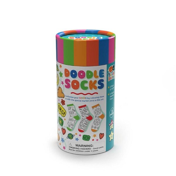 11pc Buddy & Barney Doodle Socks Colour Your Own Socks In Tube Craft Kit 3y+