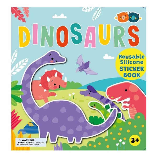 Buddy & Barney Kids/Children's Reusable Silicone Sticker Book Dinosaurs 3y+