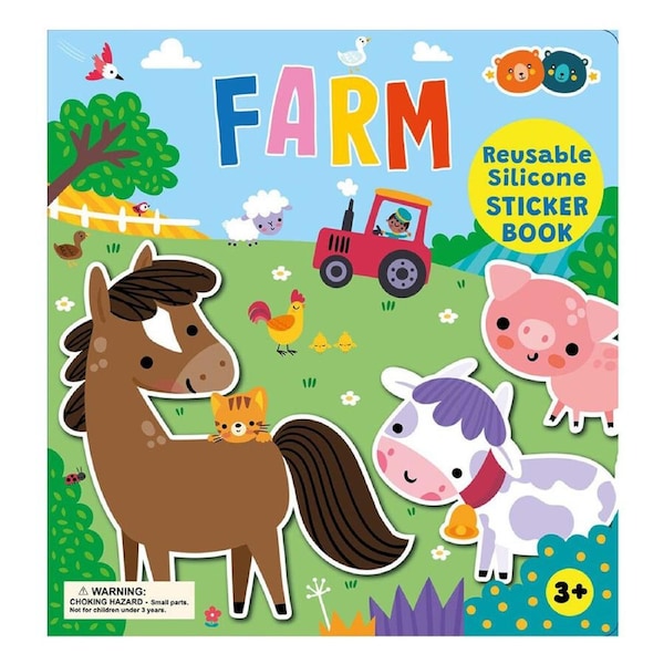 Buddy & Barney Kids/Children's Reusable Silicone Sticker Book Farm 3y+