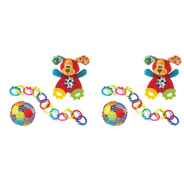 6pc Playgro Baby/Kids Super Links/Mini Soccer Ball/Teething Blankie Toys 3m+