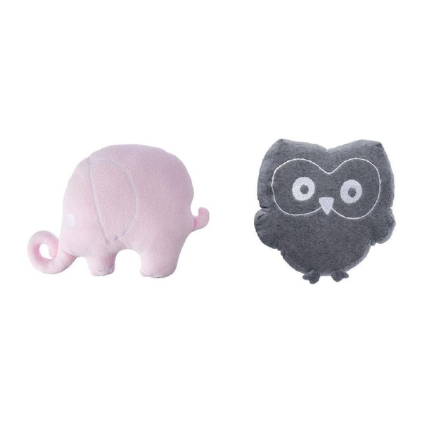 2pc Playgro Soft Cushion/Pillow Pink Elephant & Grey Owl Set