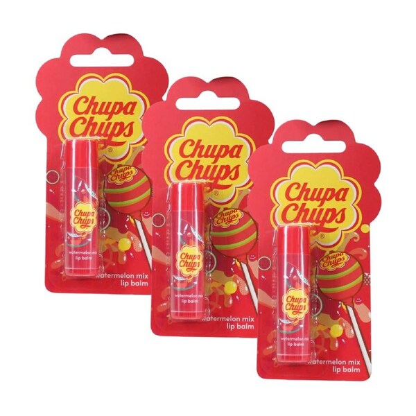3 x Chupa Chups Lip Balm Watermelon Mix 4g