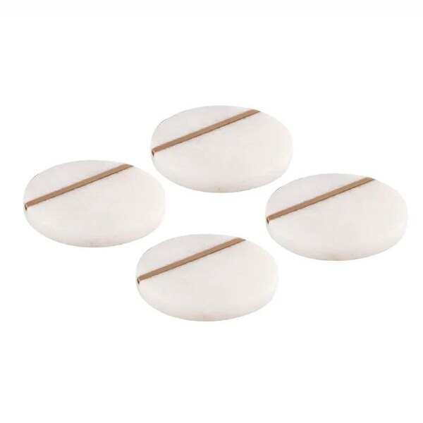 Ladelle Emerson White Round 4PK Coasters