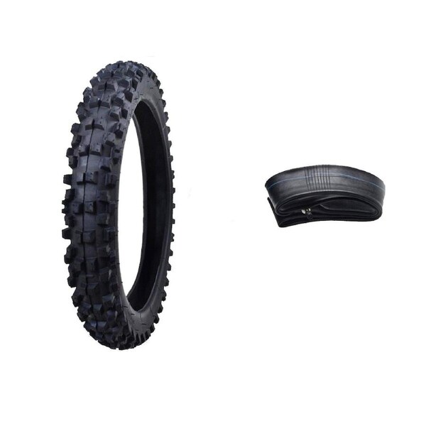 TDR 60/100-14 Inch Dirt Pit Pro Trail Bike Tire with 2.50-14 Tube Knobby Front Tire for MX Dirt Bike