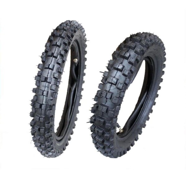 TDR 80/100-12" REAR 60/100-14 INCH FRONT KNOBBY TYRE TIRE and TUBE DIRT PIT TRAIL BIKE