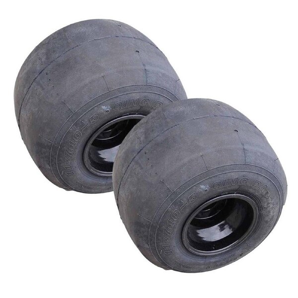 TDR 2pcs Slick Go Kart Rear Wheel 11 x 7.1-5 - Tubeless Slick Tyre and Rim for Racing Slider Drift Trike