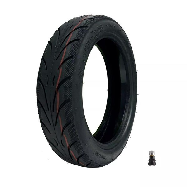 TDR Self-Sealing 10x2.125 Tubeless Tire with valve for F20 F30 F40 Electric Scooter Impact Resistant Rubber, Grooved, with Self-Healing Function