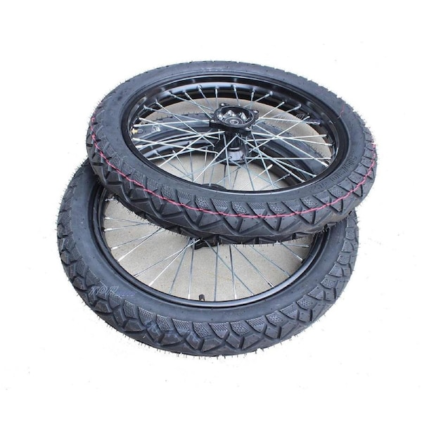 TDR Pair of 17 Inch Wheels 90/90-17 with 12mm Axle for Horse Cart Sulky, Harness Racing, Jog Cart, Buggy, Bicycle Trailer