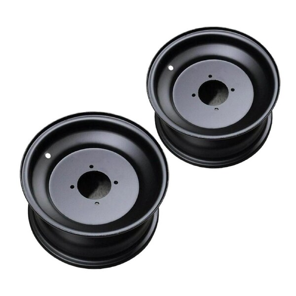 TDR 2pcs 10" Inch Front Rim for 21x7-10 or 23x7-10 Tyres - Black Steel ATV Quad Buggy Wheel for 150cc 200cc 250cc 300cc with Valve Fitted