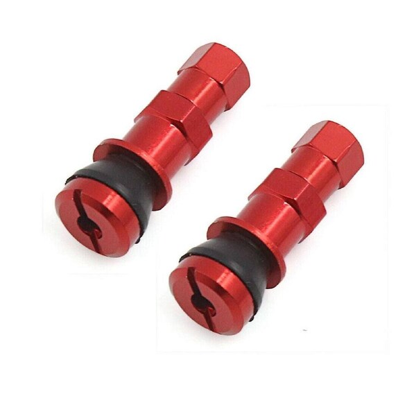 TDR 2pcs Red Aluminium Tubeless Tire Valve Stem for Car, Vehicle, Motorcycle - Tire Pressure Monitor Sensor