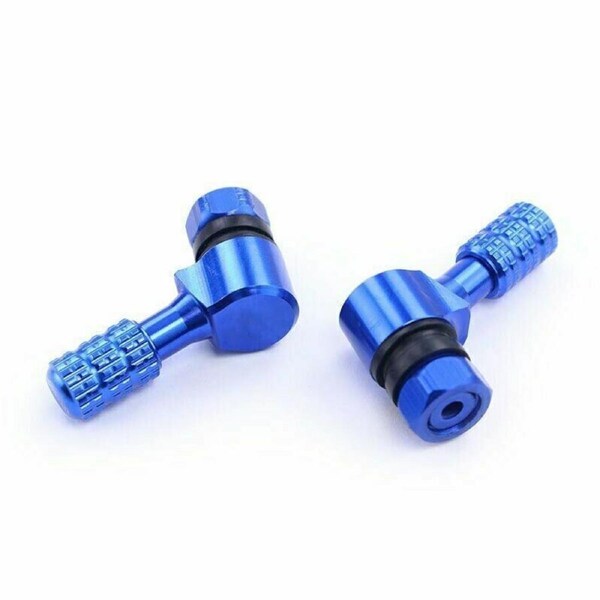TDR Blue Tire Stem Accessory 2pcs CNC Aluminum Alloy Valve for Motorcycle ATV, 45Â° Bent Design, Fits 11.3mm Valve Stems