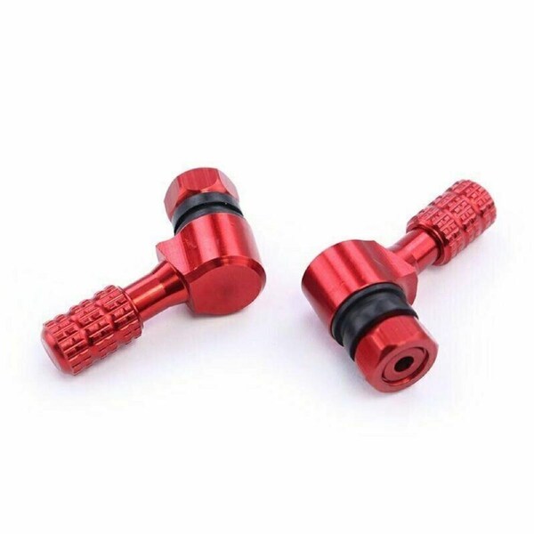 TDR Red Tire Stem Accessory 2pcs CNC Aluminum Alloy Valve for Motorcycle ATV, 45Â° Bent Design, Fits 11.3mm Valve Stems