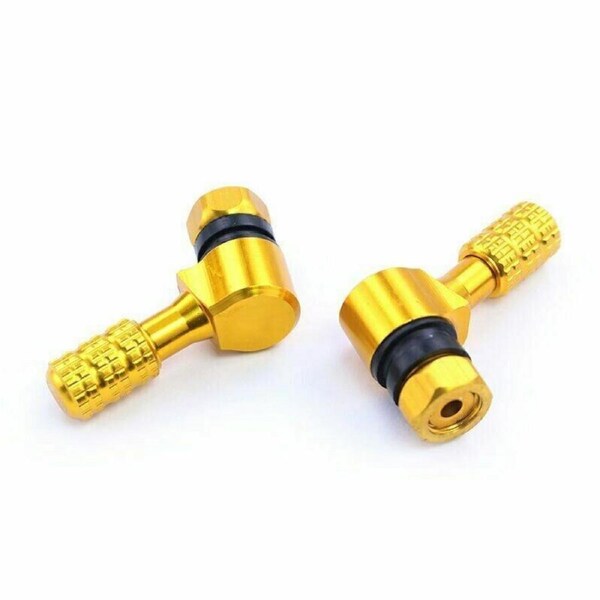 TDR Gold Tire Stem Accessory 2pcs CNC Aluminum Alloy Valve for Motorcycle ATV, 45Â° Bent Design, Fits 11.3mm Valve Stems