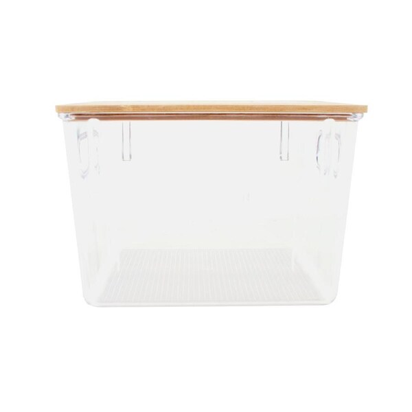 Home Expression 21x19cm Storage Basket w/ Bamboo Lid Rectangle Organiser Clear