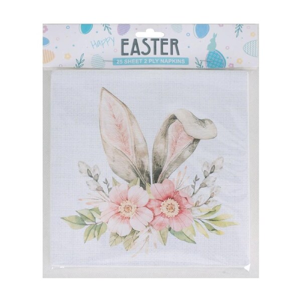 Easter Bunny Ears Napkins 25pk 2PLY 33cm