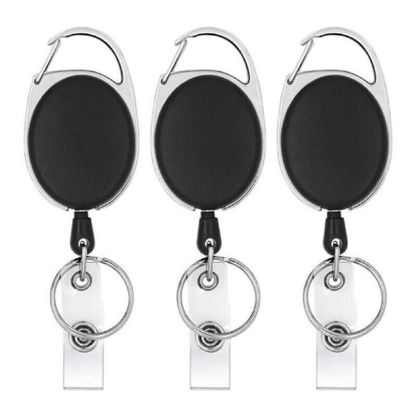 Retractable Badge Reel ID Lanyard with Carabiner Clip Key Ring and 70cm Nylon Wire
