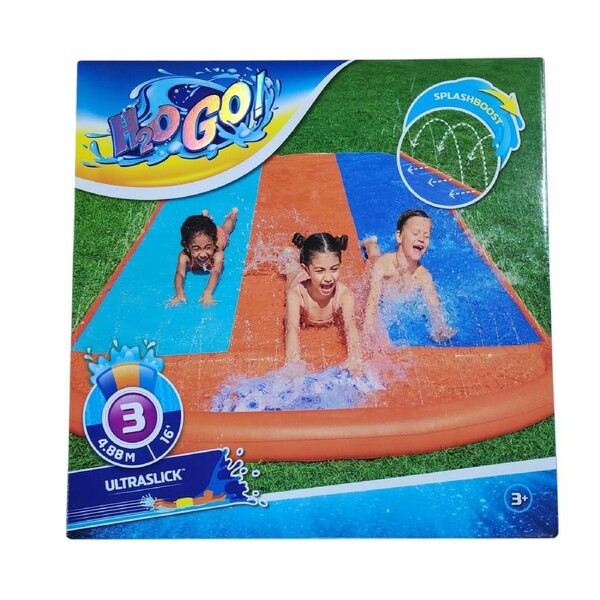 Bestway H2OGO Triple Water Slide UltraSlick SplashBoost 4.88m Age 3+