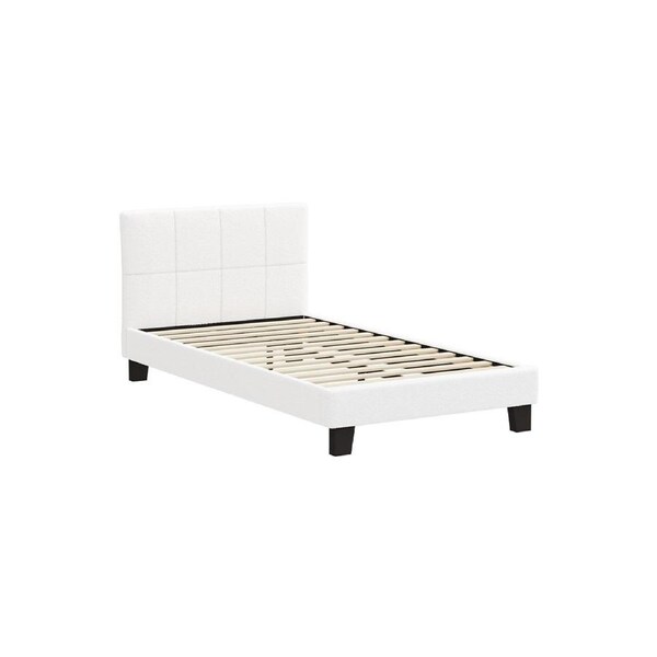 Oikiture Bed Frame King Single Size Base White Boucle TOFU
