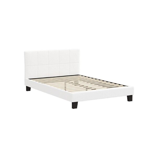 Oikiture Bed Frame Double Size Base White Boucle TOFU