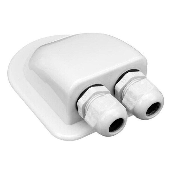 Double Hole Caravan Roof Boat Cable Entry Gland Solar Panel Mounting White