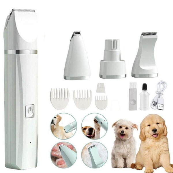 Grooming Kit Pet Electric Shaver Professional Trimmer Pet Cat Dog Clippers White