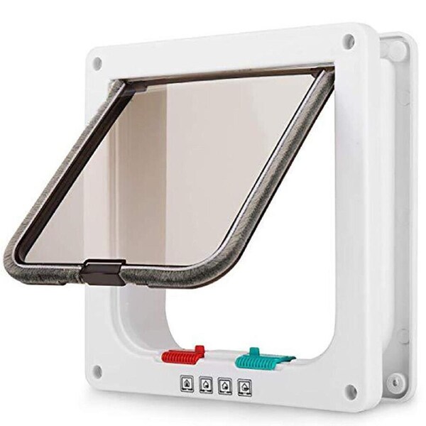4-Way Lockable Door Pet Dog Cat Lockable Brushy Flap Door Screen