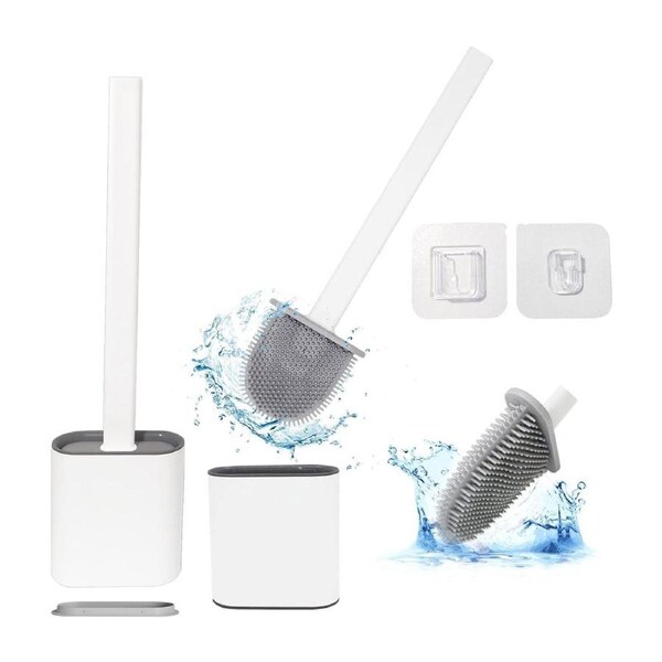 Cleaning Brush Set Bathroom Brush with Holder Creative Cleaning Silicone Bristle