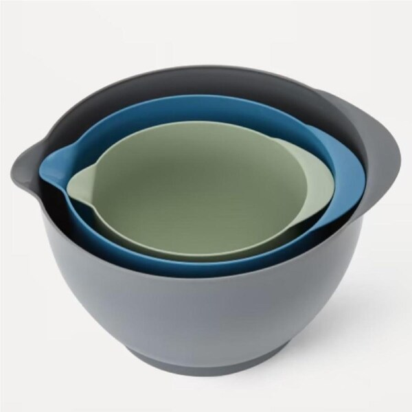 Plastic Mixing Bowls Set of 3 Kitchen Dishwasher Safe Blend Ingredients