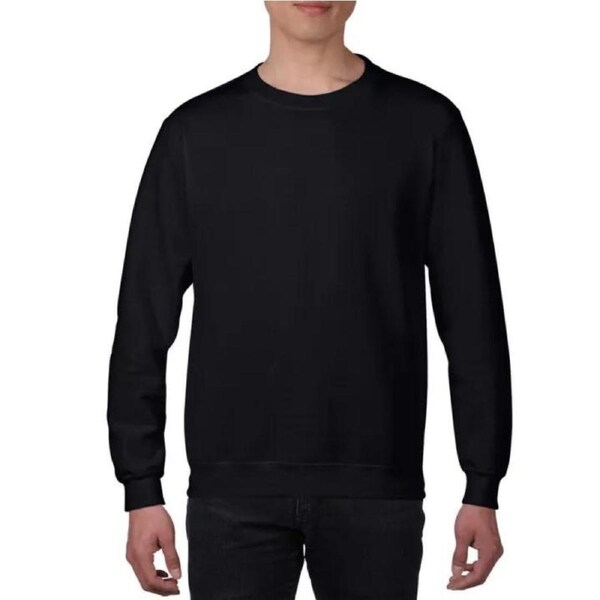 Unisex Plain Pullover Fleece Adult Crew Neck Sweater Mens Long Sleeve Black S