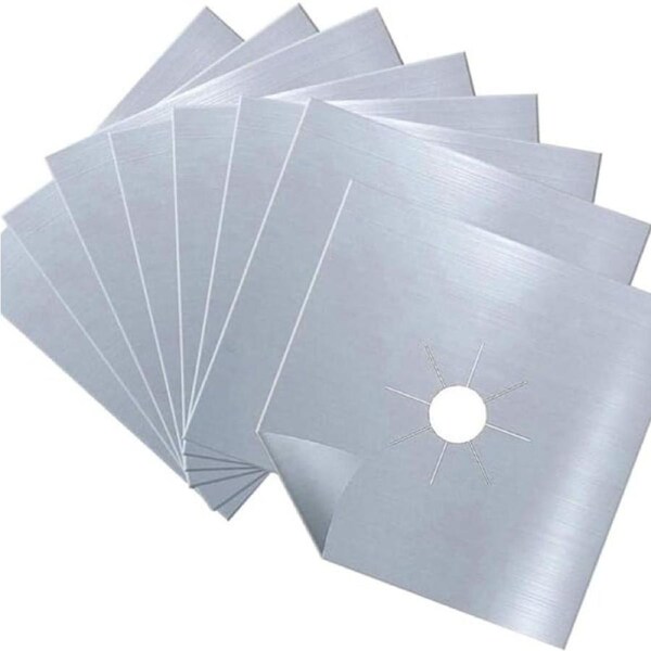 8x Burner Protector Liner Non-stick Silver Foil Gas Stove Top Covers Reusable