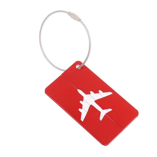 Aluminum Luggage Suitcase Identity Red Baggage Tag Name Address Cards Label