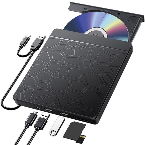 External Drive USB-C Player CD DVD Reader 3.0 Burner Hub/Slim PC 5 in 1 Writer