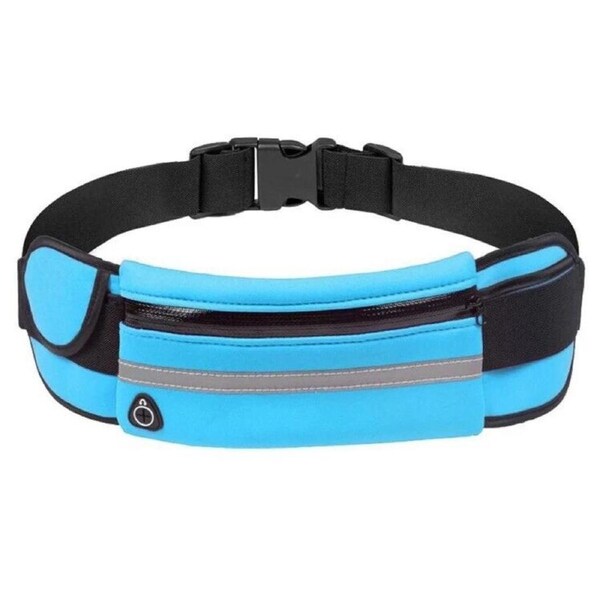 Blue Fanny Pack Waist Belt Waterproof Money Wallet Zip Pouch Running Bum Bag