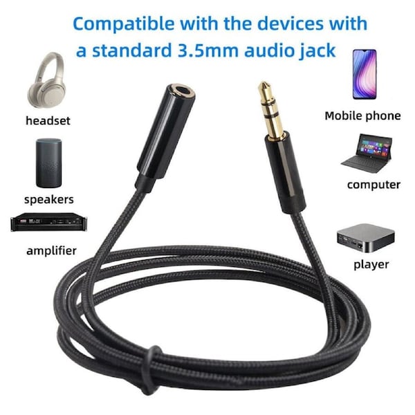 3m Male to Female Aux Cord 3.5mm Headphone Stereo Audio Extension Cable