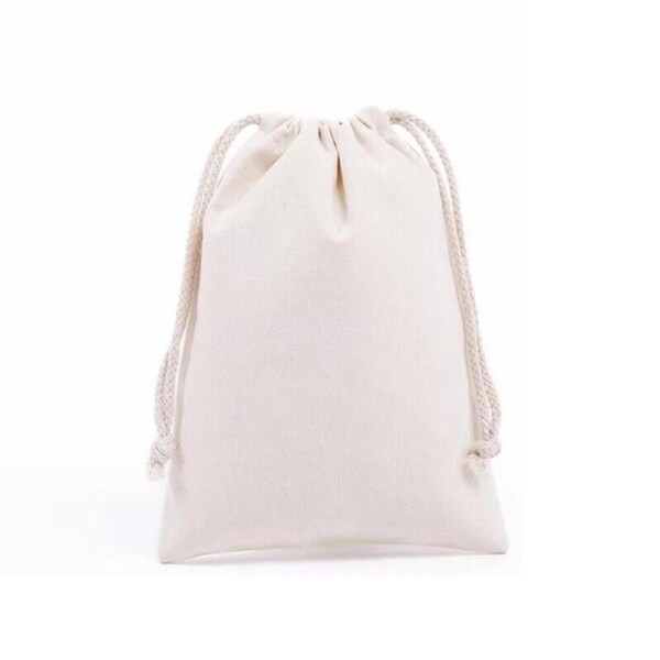 10x Tote Gift Bag Calico Bags Linen 8x10cm Drawstring Storage Bags