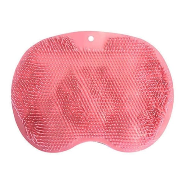 Pink Brush Cleaning Mat Shower Bath Foot Back Body Scrubber Massager Pad