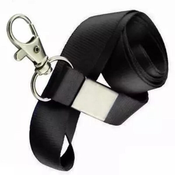 Neck Strap ID Badge Card Key Holder Clip Ring Name Tag Lanyard Black