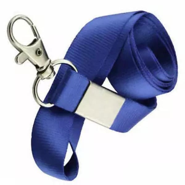 Neck Strap ID Badge Card Key Holder Clip Ring Name Tag Lanyard Blue