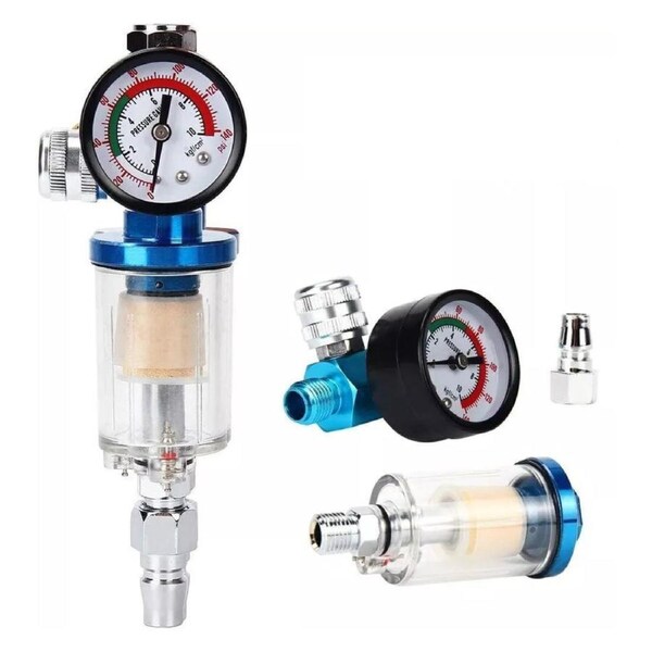 Air Pressure Regulator Paint Gun Filter New 1/4" Spray Gun Air Regulator Gauge
