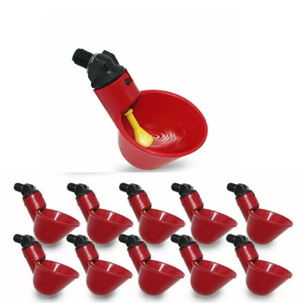 Poultry Chook Bird Drinker Chicken Waterer 10x Automatic Cups Water Feeder